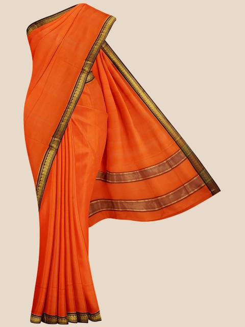 

KLM Fashion Mall Orange & Brown Zari Pure Cotton Venkatgiri Saree