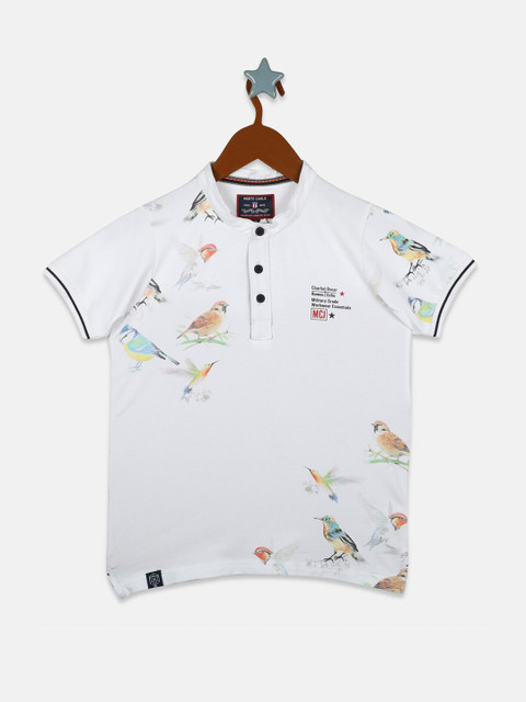 

Monte Carlo Boys Off White Printed Cotton Blend T-shirt