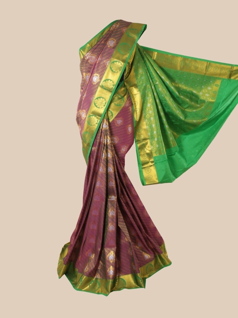 

Pothys Purple & Gold-Toned Ethnic Motifs Zari Pure Silk Saree