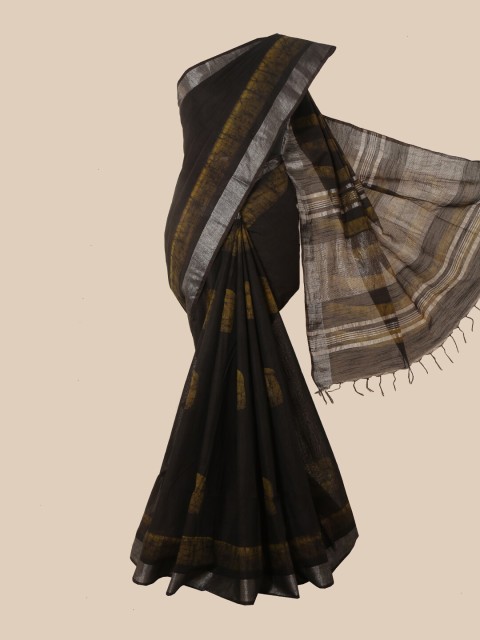 

Pothys Black & Yellow Batik Jute Cotton Saree
