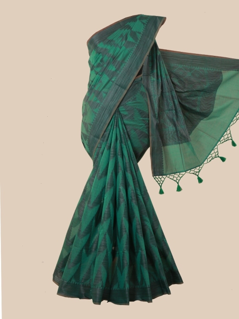 

Pothys Green & Black Cotton Woven Design Saree