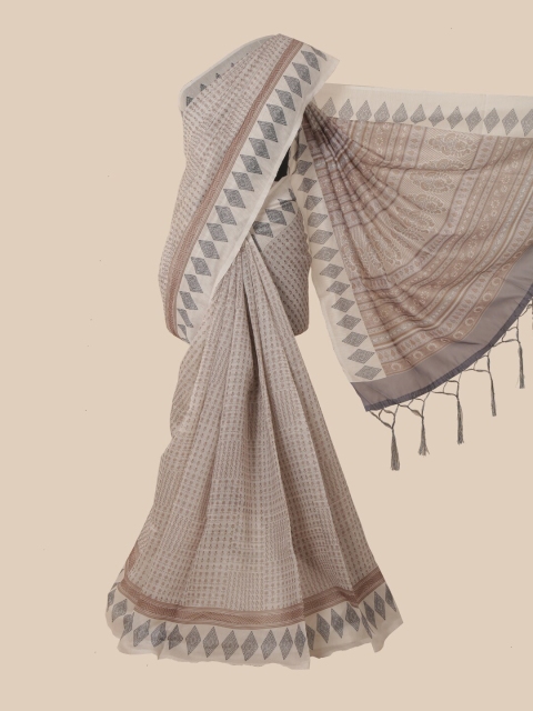 

Pothys Grey & Brown Supernet Saree