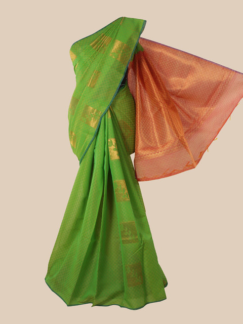 

Pothys Green Ethnic Motifs Zari Silk Cotton Saree