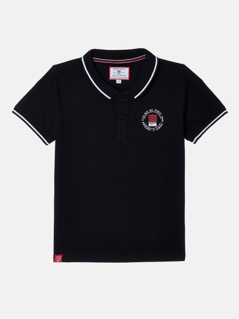 

Monte Carlo Boys Black Solid Polo Collar Cotton T-shirt