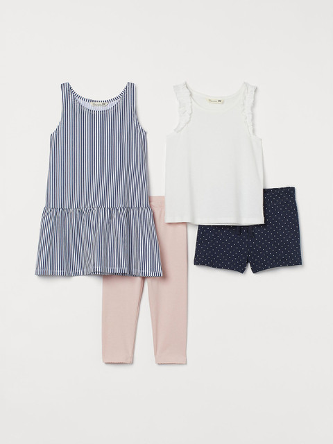 

H&M Girls White 4-piece cotton set