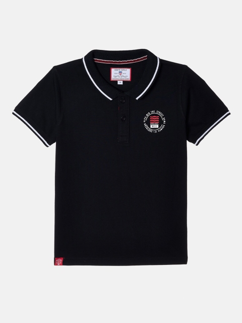 

Monte Carlo Boys Cotton Blend Black Solid Polo Collar T shirt
