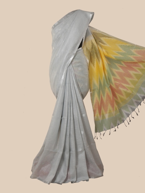 

Pothys Grey Zari Linen Blend Saree