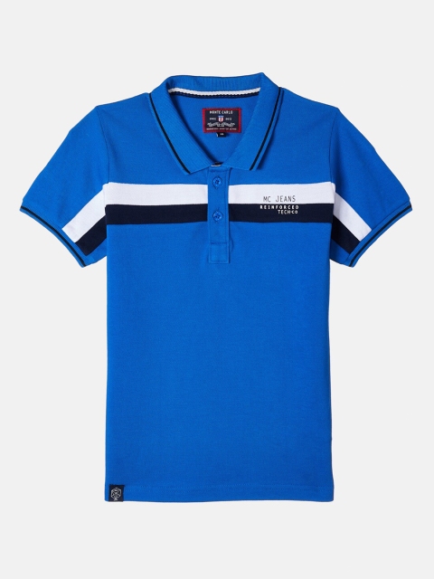 

Monte Carlo Boys Blue & White Striped Polo Collar T-shirt
