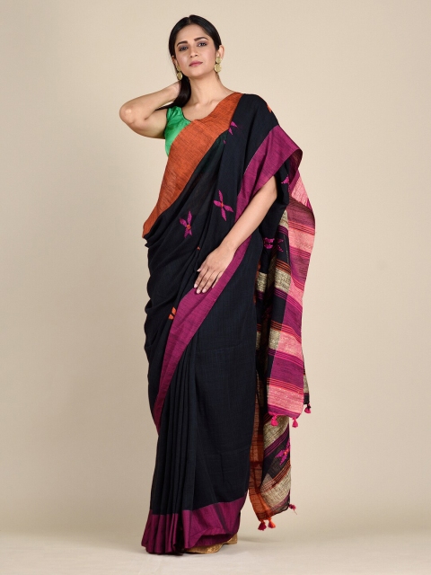 

Mitera Black & Brown Ethnic Motifs Pure Cotton Saree