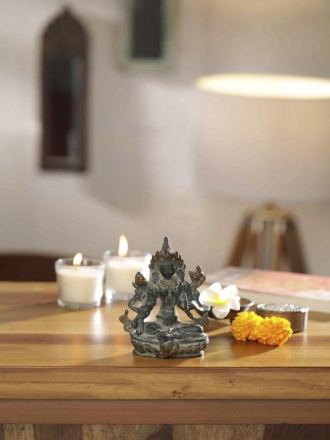 

Amoliconcepts Black & Grey Sitting Pose Antique Finish Tara Devi Showpiece
