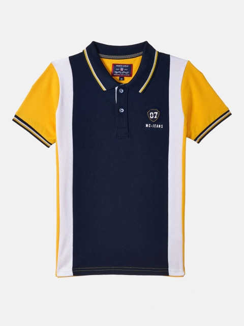 

Monte Carlo Boys Mustard Yellow Colourblocked Cotton Polo Collar T-shirt