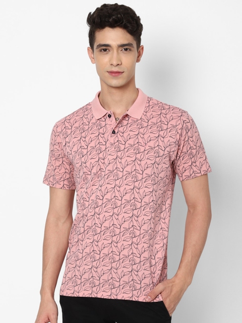 

Allen Solly Men Pink Abstract Printed Polo Collar Cotton Pure Cotton T-shirt