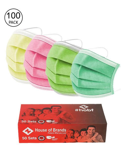 

Swiss Design Pack Of 100 3-Ply Anti-Pollution Disposable Masks, Green