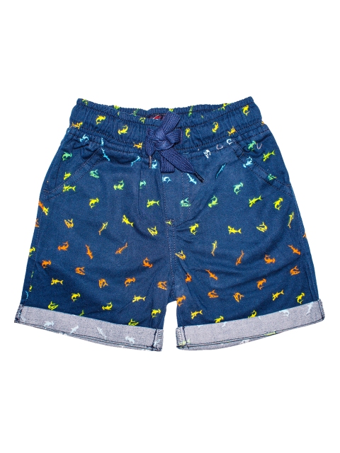

KiddoPanti Boys Navy Blue Printed Mid-Rise Regular Shorts