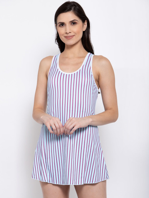 

CUKOO Women Blue & White Striped Padded Single Piece Swimwear
