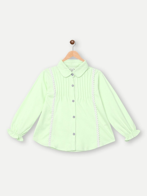 

GOJI Sea Green Accordion Pleats Shirt Style Top