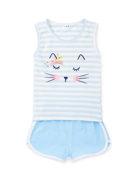 

Like A Boss Girls Blue & White Striped T-shirt with Shorts