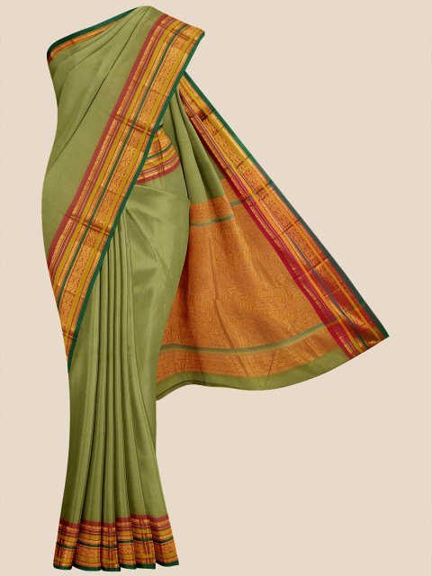 

Kalamandir Olive & Golden Silk Blend Venkatgiri Saree