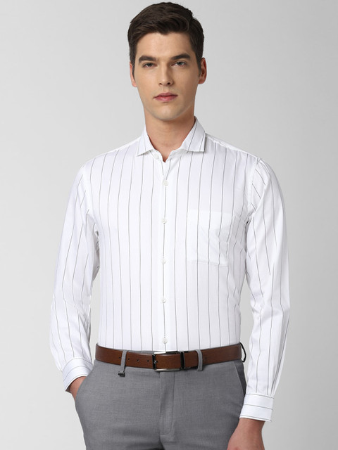 

Peter England Elite Men White Slim Fit Multi Stripes Striped Casual Shirt