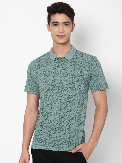 

Allen Solly Men Green Black Polo Collar Tropical Pure Cotton T-shirt