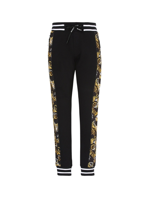 

Versace Jeans Couture Men Black & Yellow Printed Pure Cotton Joggers