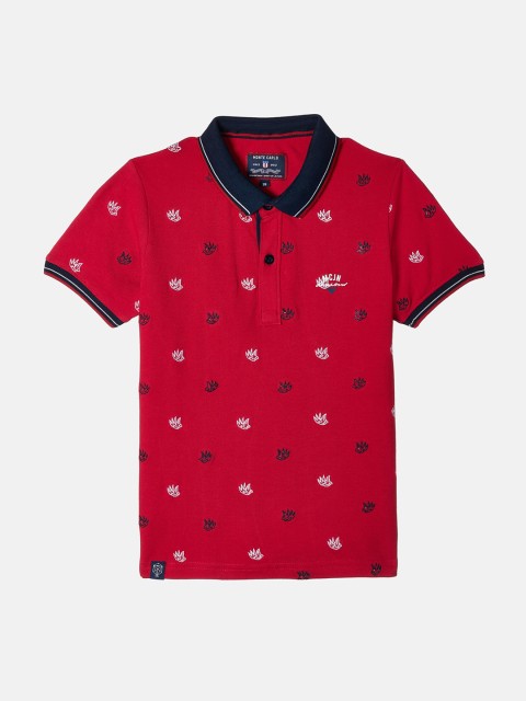 

Monte Carlo Boys Red Embroidered Cotton Polo Collar T-shirt