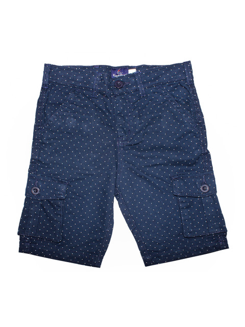 

KiddoPanti Boys Navy Blue Printed Mid-Rise Cargo Shorts