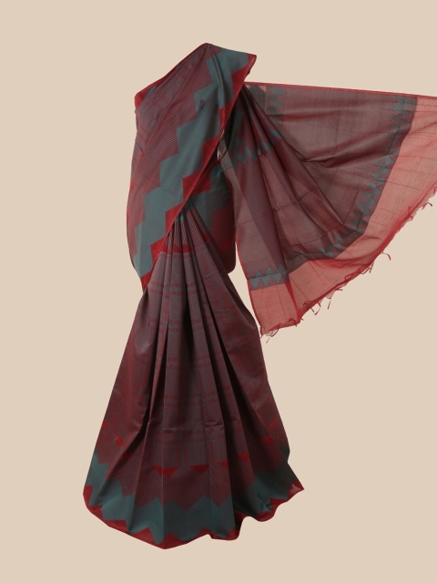 

Pothys Maroon & Blue Silk Cotton Saree