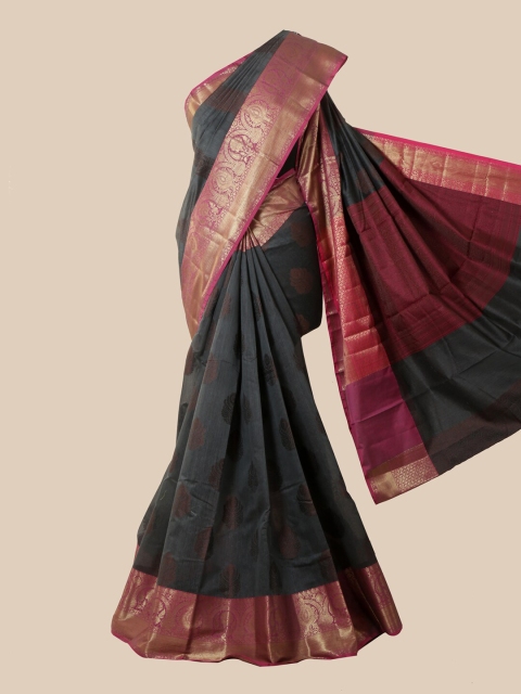 

Pothys Grey & Pink Floral Cotton Saree