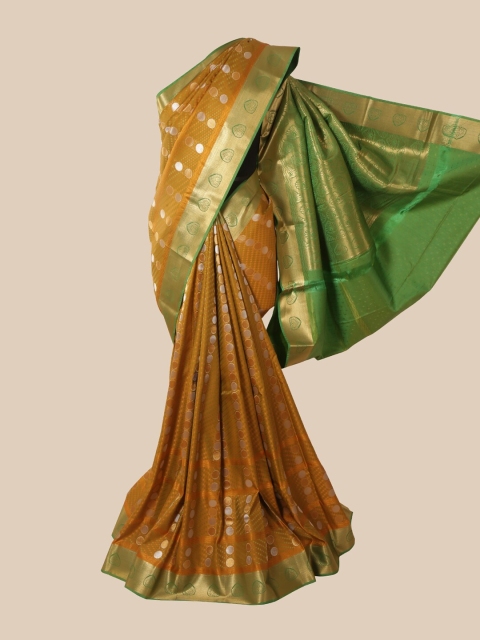 

Pothys Mustard Yellow & Green Woven Design Zari Pure Silk Saree