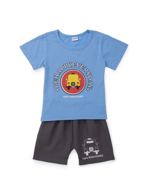 

Like A Boss Boys Blue & Black Car Printed T-shirt with Shorts