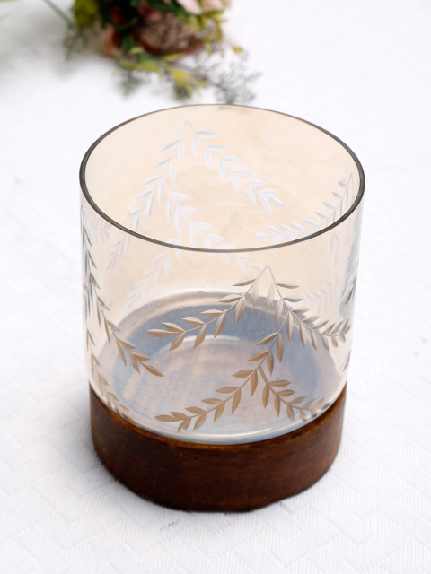 

Fabindia Brown Wood & Glass Candle Holder, Blue