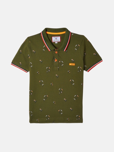 

Monte Carlo Boys Green Abstract Printed Polo Collar T-shirt
