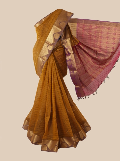 

Pothys Mustard & Pink Zari Silk Cotton Saree