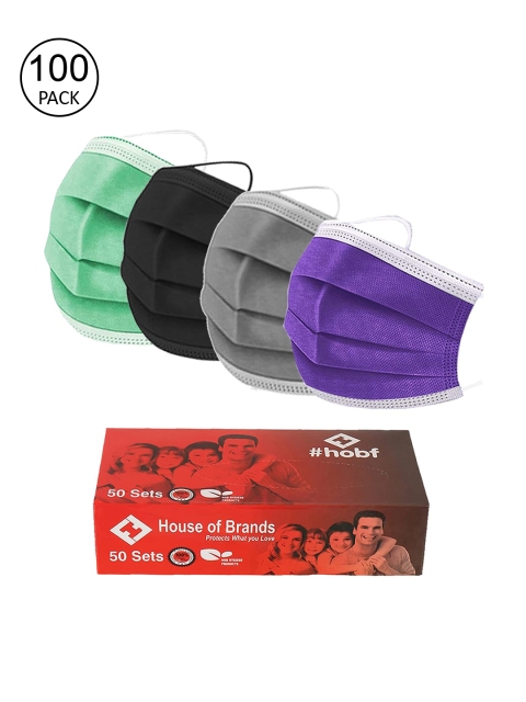 

Swiss Design Pack Of 100 3-Ply Anti-Pollution Disposable Masks, Green