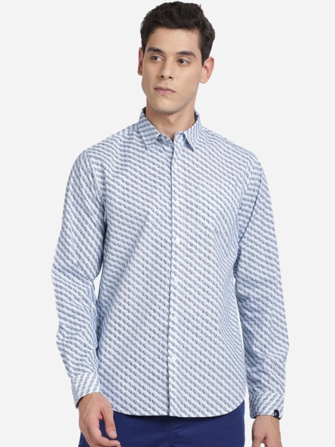 

Breakbounce Men Blue Slim Fit Printed Casual Shirt