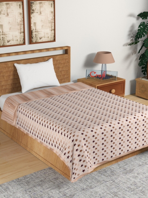

eCraftIndia Peach Geometric AC Room 150 GSM Reversible Single Bed Dohar