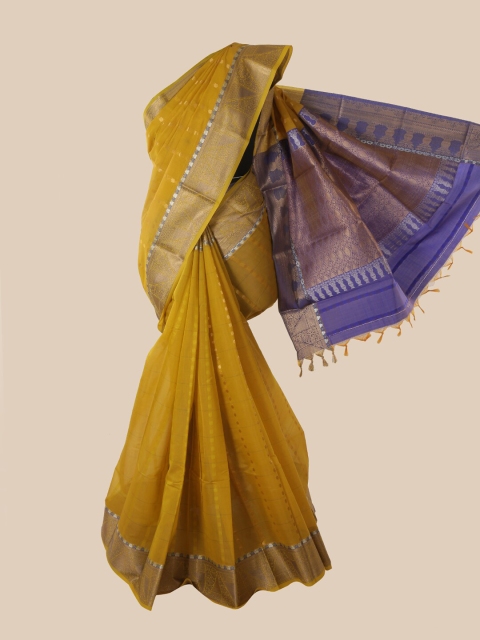 

Pothys Mustard & Gold Woven Design Silk Cotton Saree