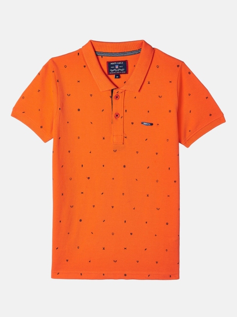 

Monte Carlo Boys Orange Printed Polo Collar T-shirt