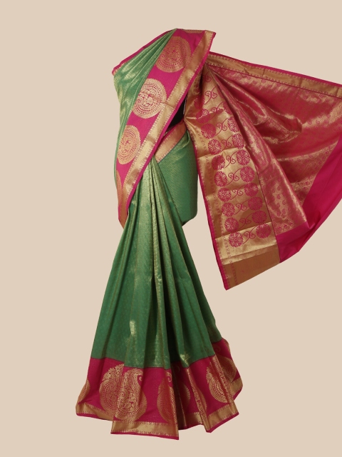

Pothys Green & Pink Woven Design Zari Pure Silk Saree