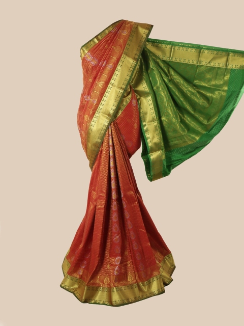 

Pothys Red & Green Woven Design Zari Pure Silk Saree