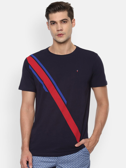 

Louis Philippe Sport Men Navy Blue & Red Colourblocked Slim Fit T-shirt