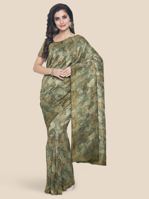 

Kalamandir Grey Floral Silk Blend Banarasi Saree