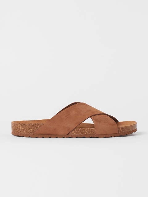 

H&M Men Brown Solid Leather Slides