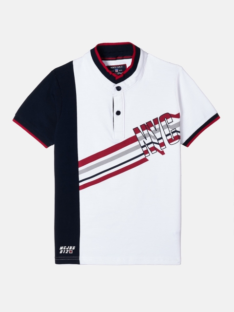 

Monte Carlo Boys White & Navy Blue Typography Printed T-shirt