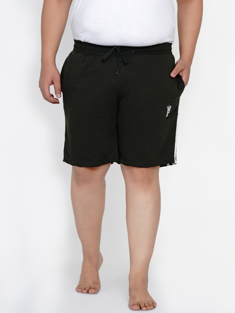 

John Pride Men Olive & White Striped Lounge Shorts