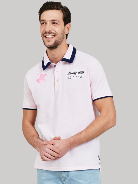 

Beverly Hills Polo Club Men Pink Polo Collar T-shirt