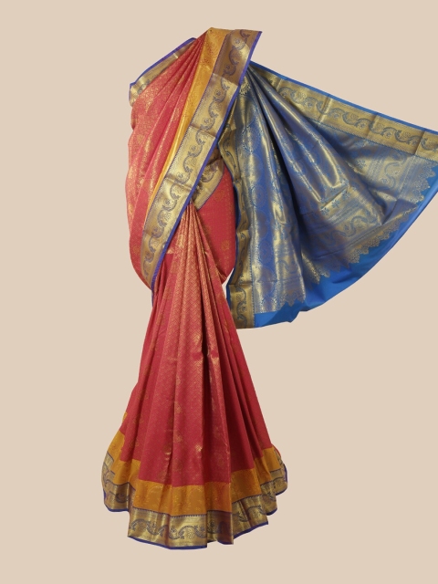 

Pothys Pink & Blue Ethnic Motifs Zari Pure Silk Saree