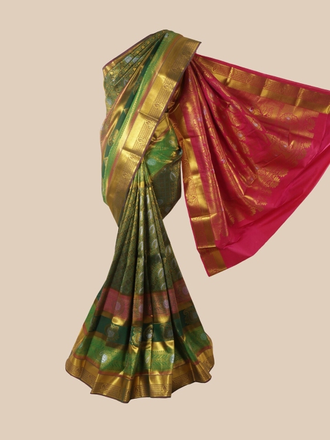 

Pothys Women Green & Golden Woven Design Pure Silk Saree