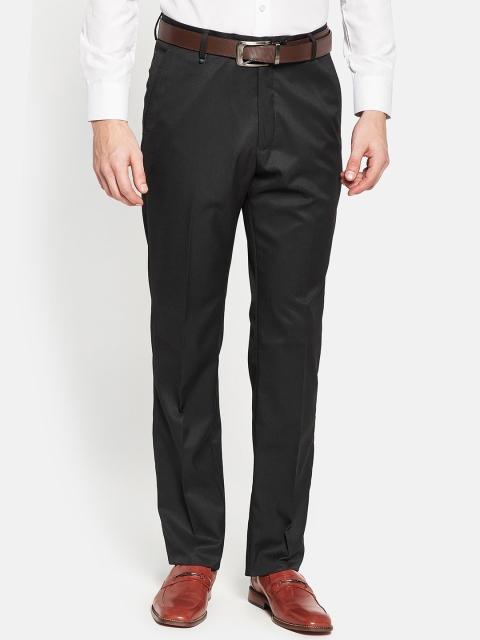 

Monte Carlo Men Grey Textured Mid Rise Regular Fit Formal Trousers